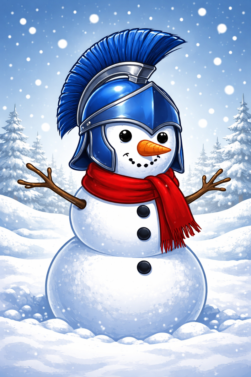Snowman with Spartan Helmet