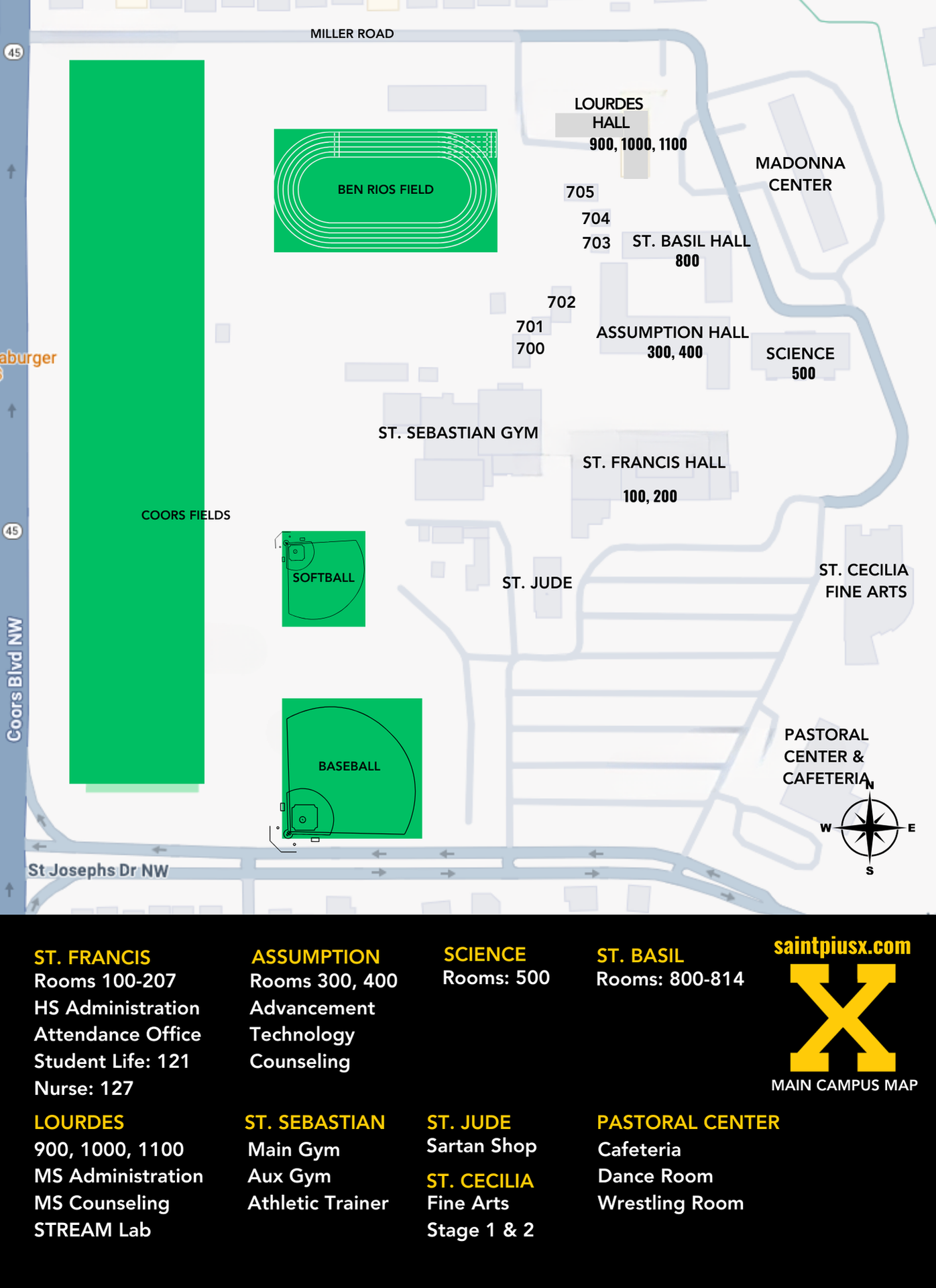 Campus Map with Room Numbers