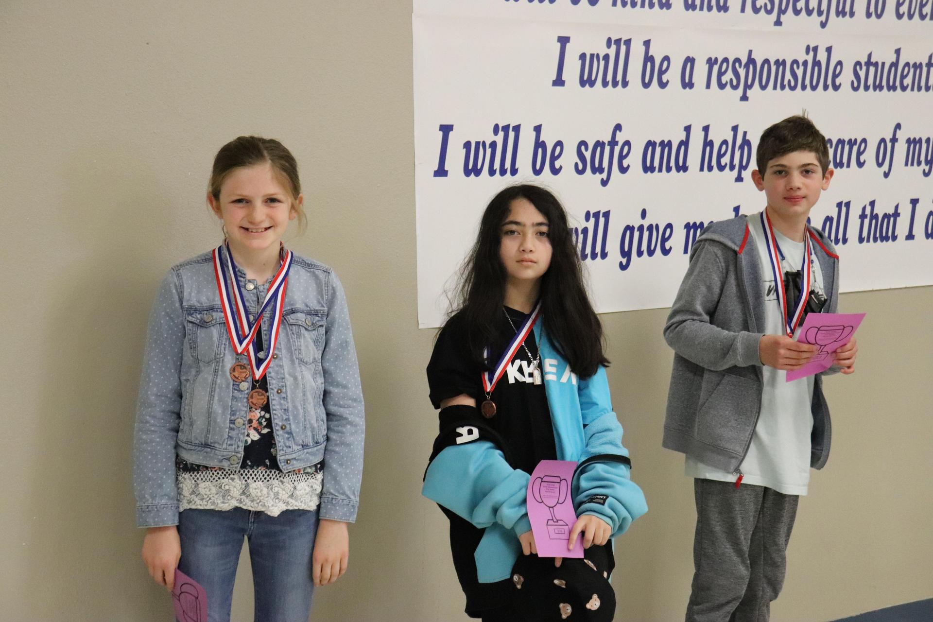5th Grade Art Smart: Hudson Cates, Izabella Demeties, and Mallory Moore Medalists: 3rd Place Team Overall 2nd Place Individual- Mallory Moore