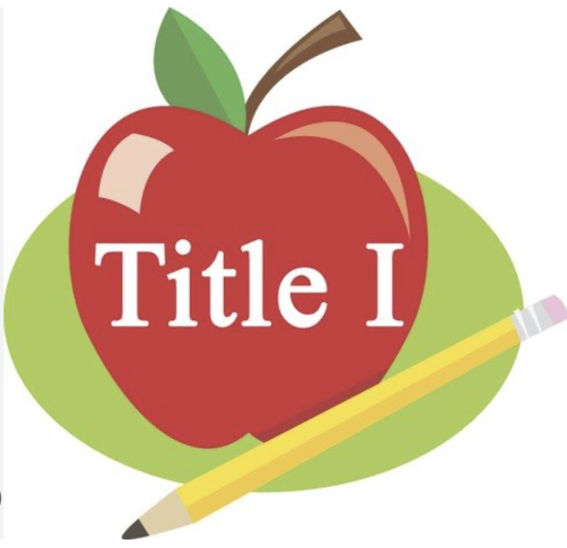 cartoon apple and pencil with Title 1 text