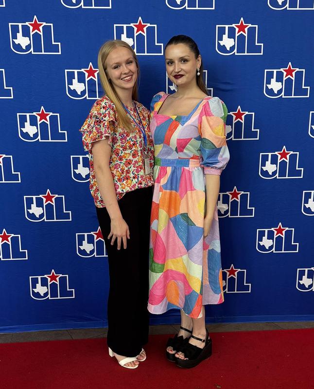 Shaylee Whiteley and Kayla Stewart on the red carpet at UIL State contest