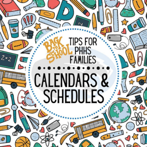graphic that says "calendars and scchedules"