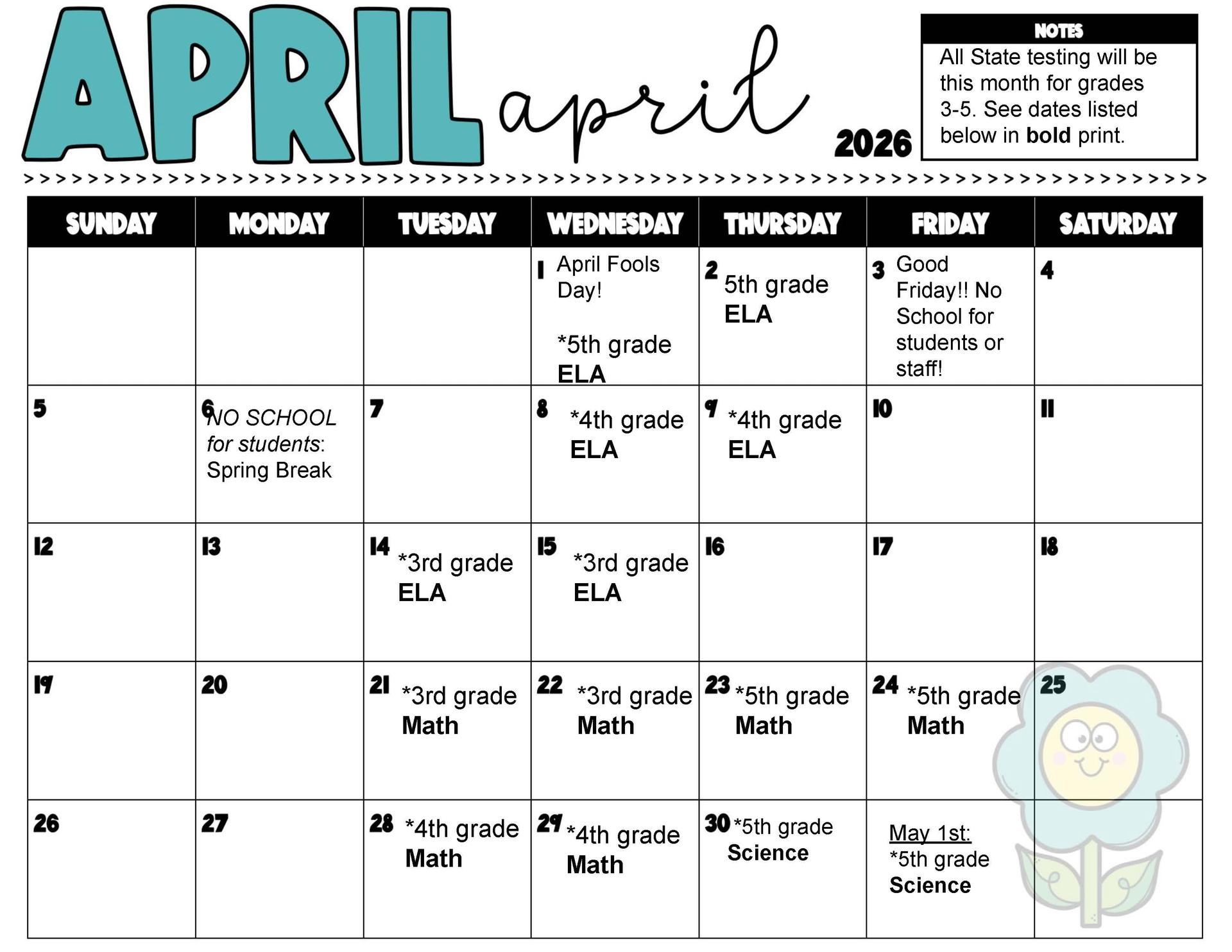 April Event Calendar