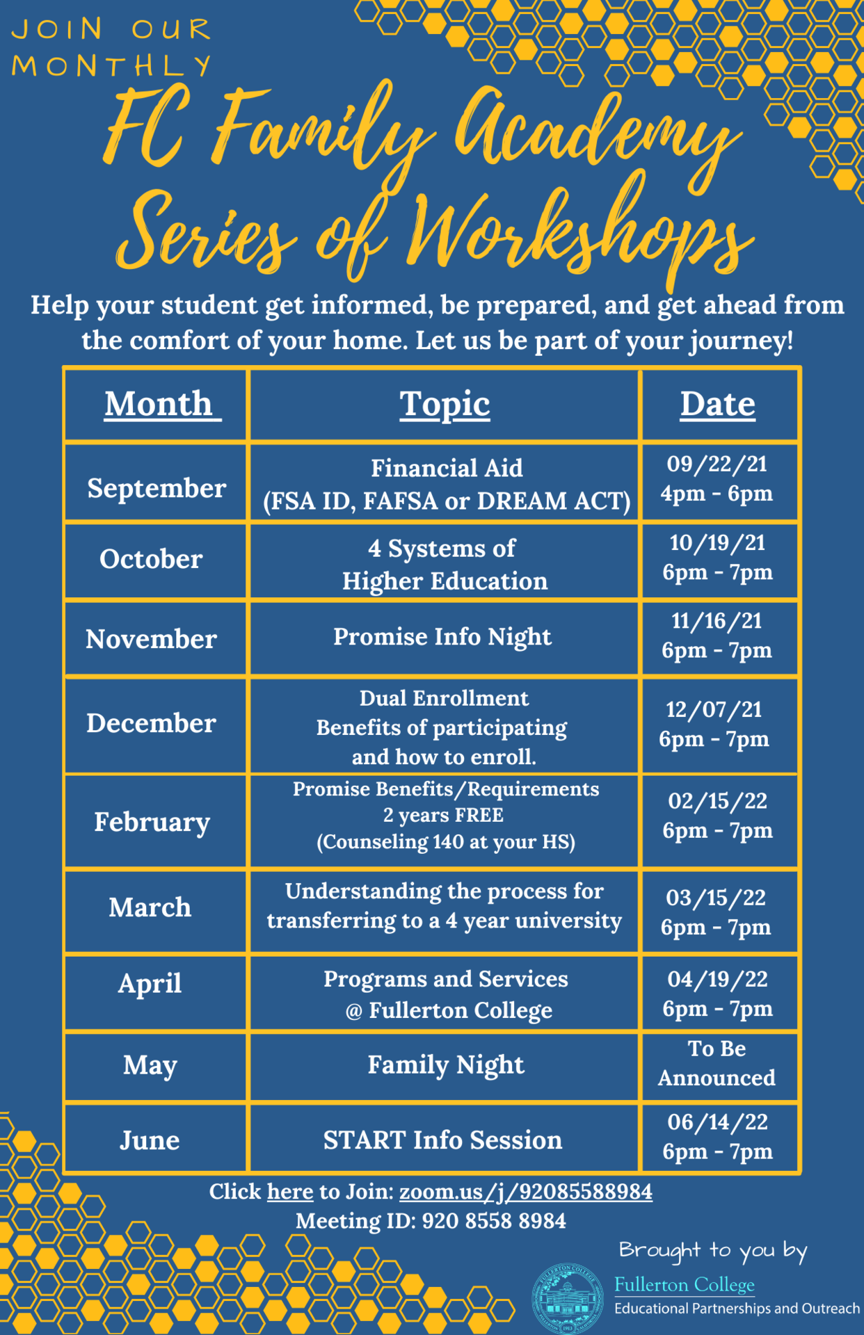 Fullerton College 2022 Calendar College & Financial Aid Application Workshops – College & Career Center –  La Mirada High School