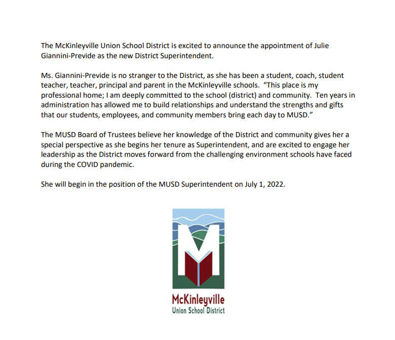 MUSD School Board Press Release