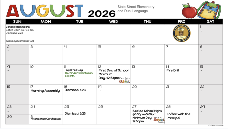August Calendar