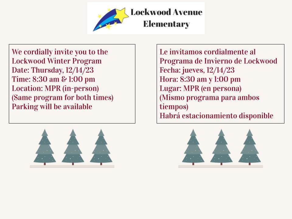 Lockwood Winter Program 2023 Lockwood Avenue Elementary