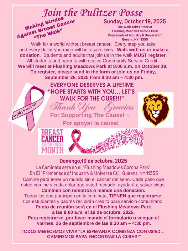 Pulitzer Breast Cancer Walk Flyer
