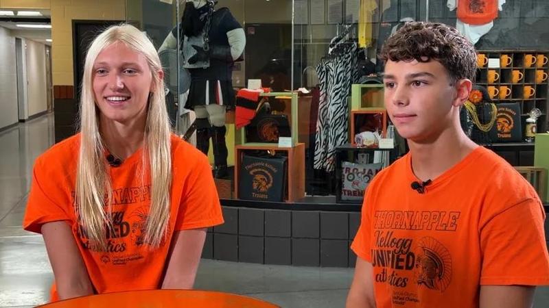 Reece Ritsema and Jalen DeVore are interviewed for WOOD TV 8 about the LINKERS program.