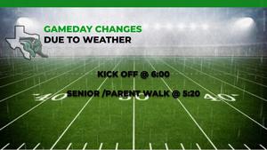 10/24 game time changed to 6pm