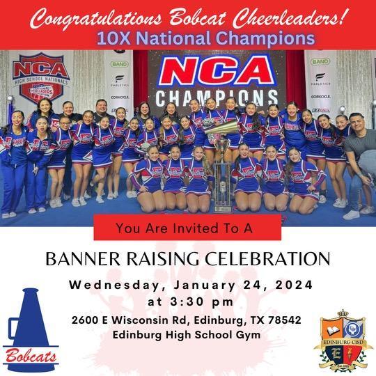 Edinburg HS Cheer to Raise 10th National Championship Banner – Banner ...