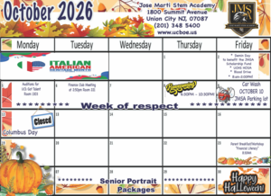 October 2026 Calendar-JMSA