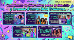 (SPAN) Teal and purple background with adolescents participating in school activities