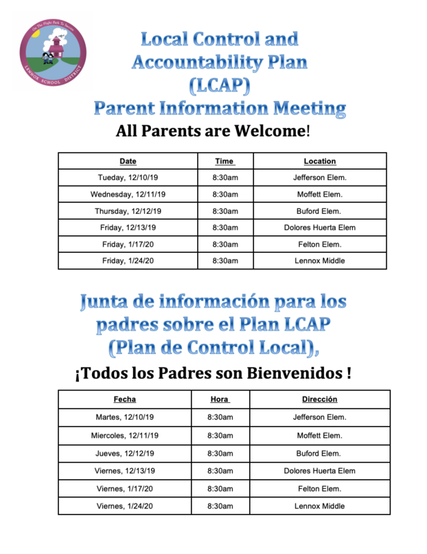 LCAP meeting dates