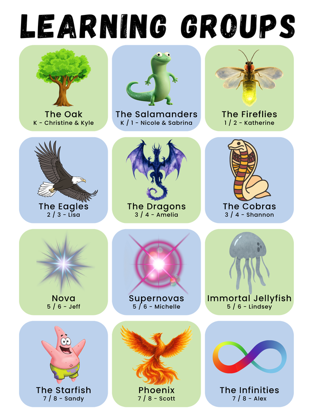 Image of learning group names and photos