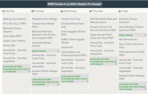 Lunch Menu / Menu del almuerzo