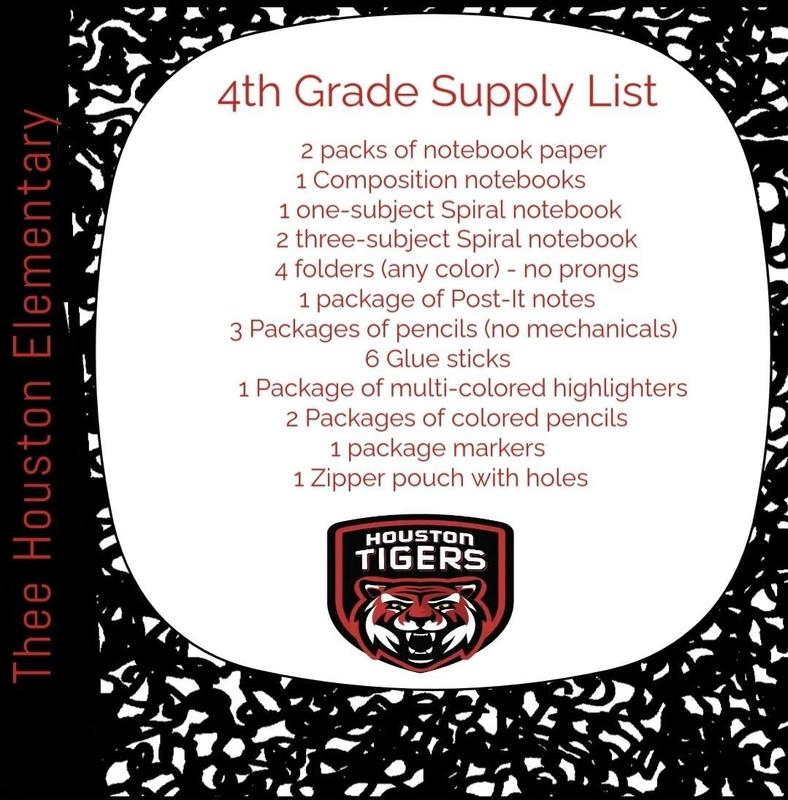 4th grade supply lists