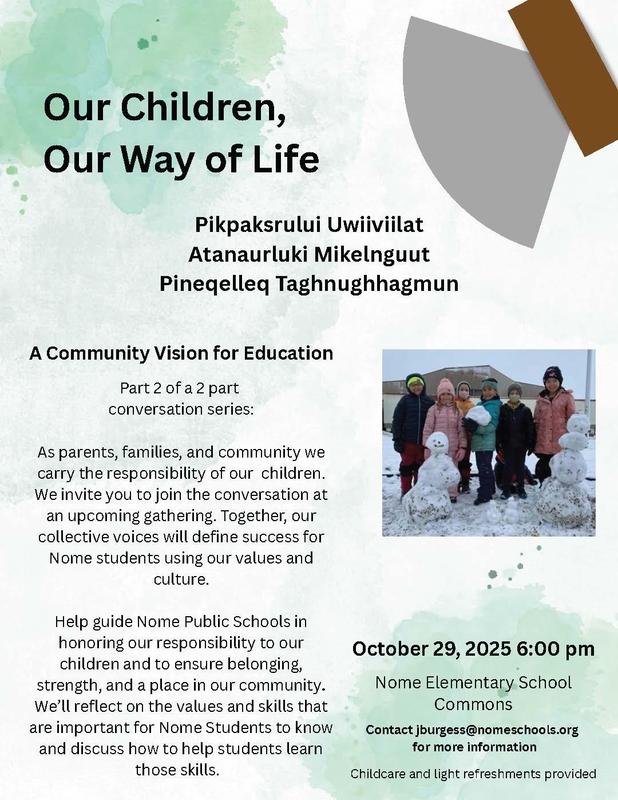 Flyer with Ulu and Picture of children in snow