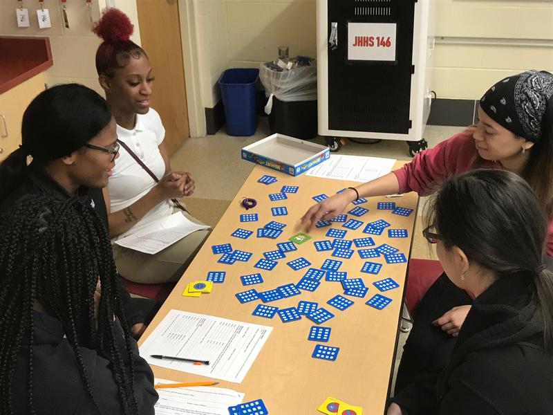 Students playing memory game