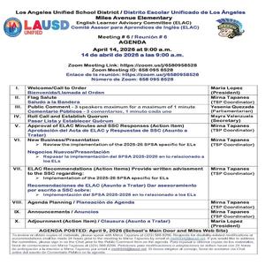 ELAC Meeting Agenda