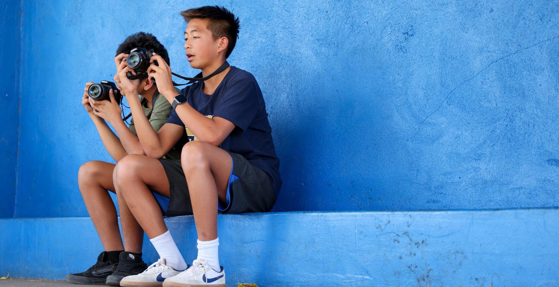 Students Using Cameras for Photography