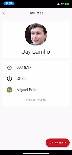 student hall pass view