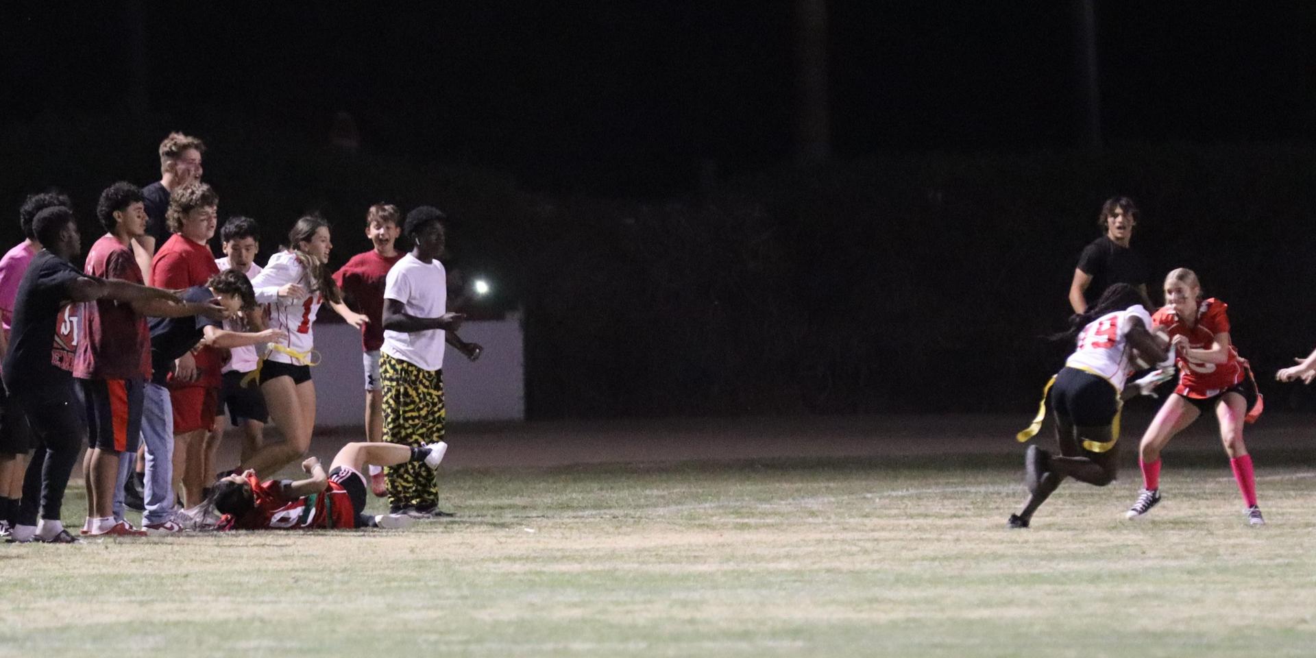 girls playing flag football