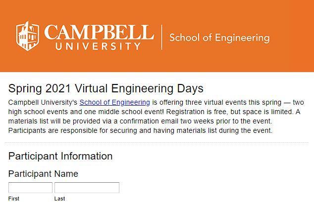 Spring 2021 Virtual Engineering Days for High School & Middle School Students Featured Photo