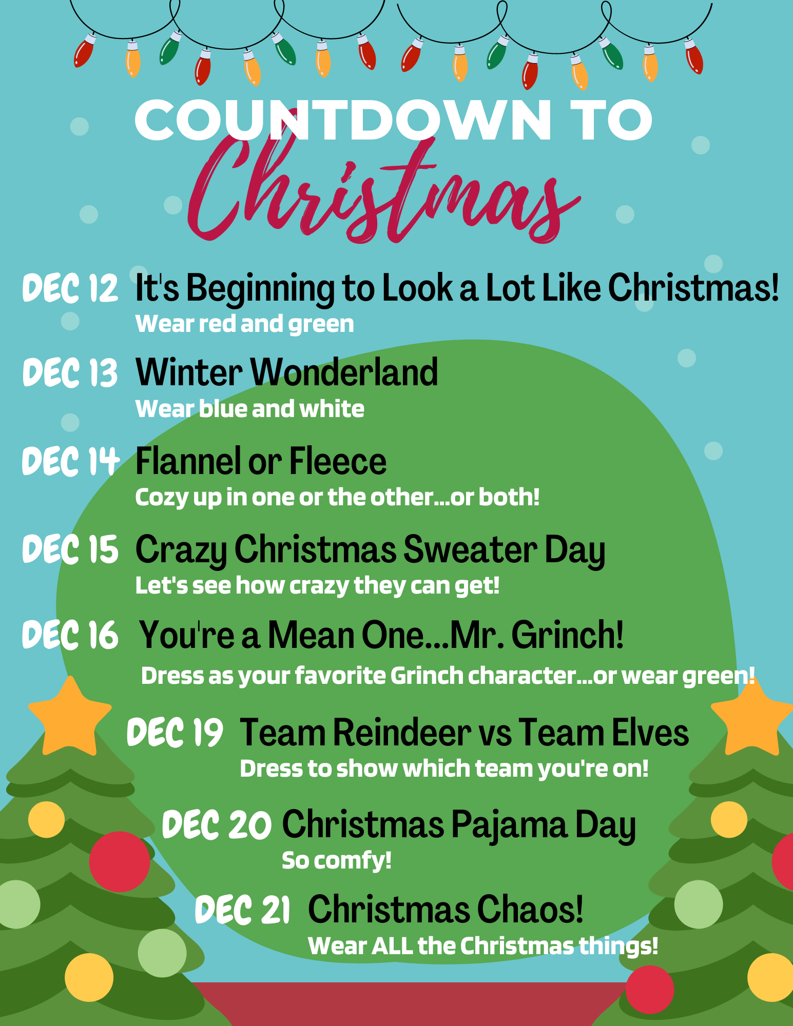 Countdown To Christmas Ellenboro Elementary School