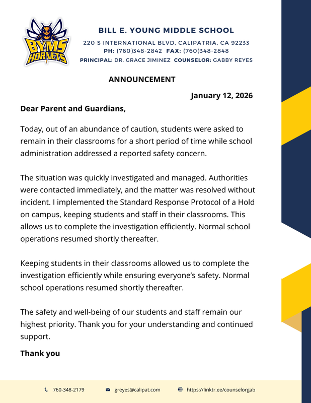 1/12/2026 Announcement