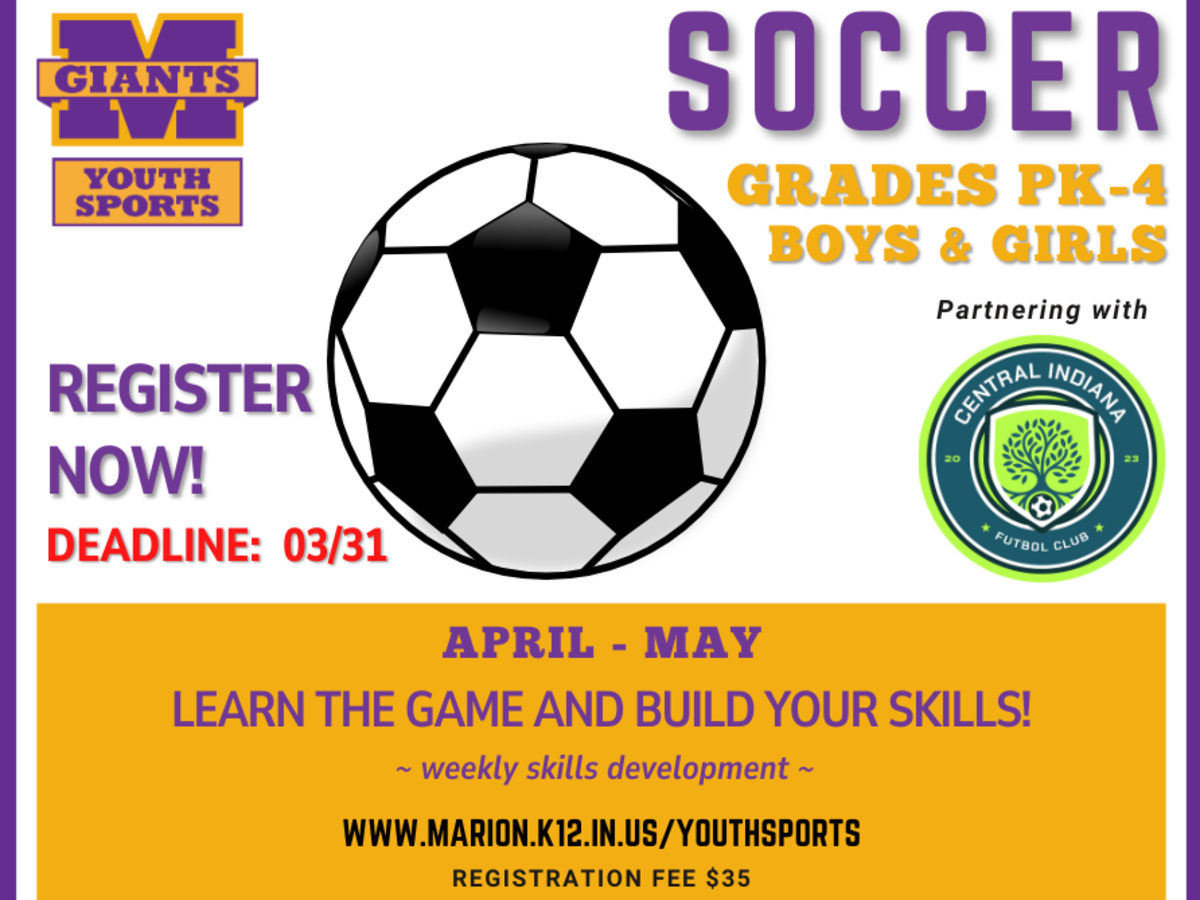 promo graphic - Marion Youth Sports soccer registration