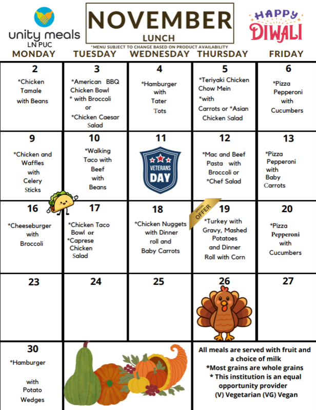 November Meal Menu