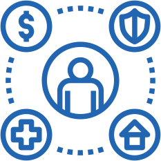 Icon of benefits and payroll symbols