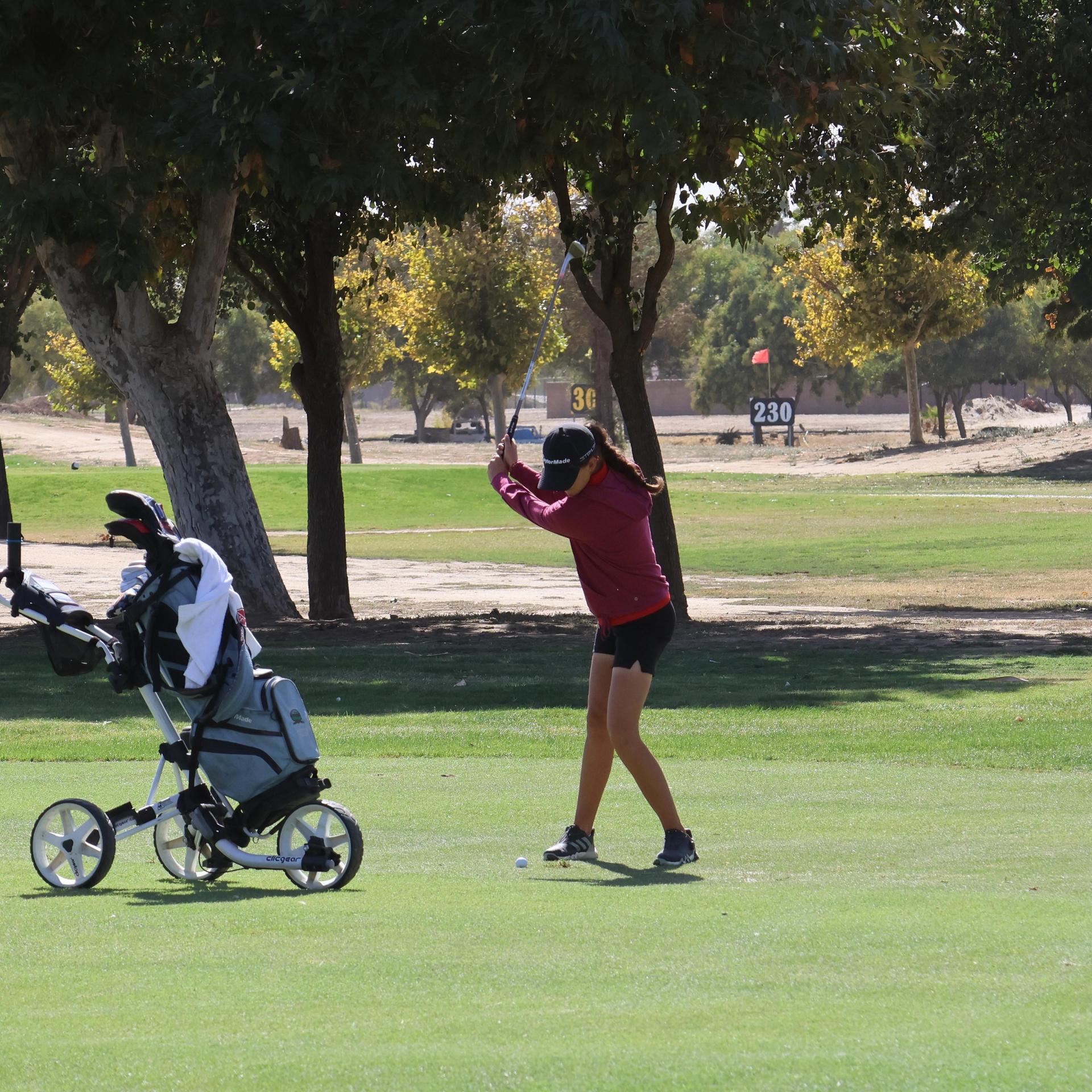 Girls golfers in action at the championships