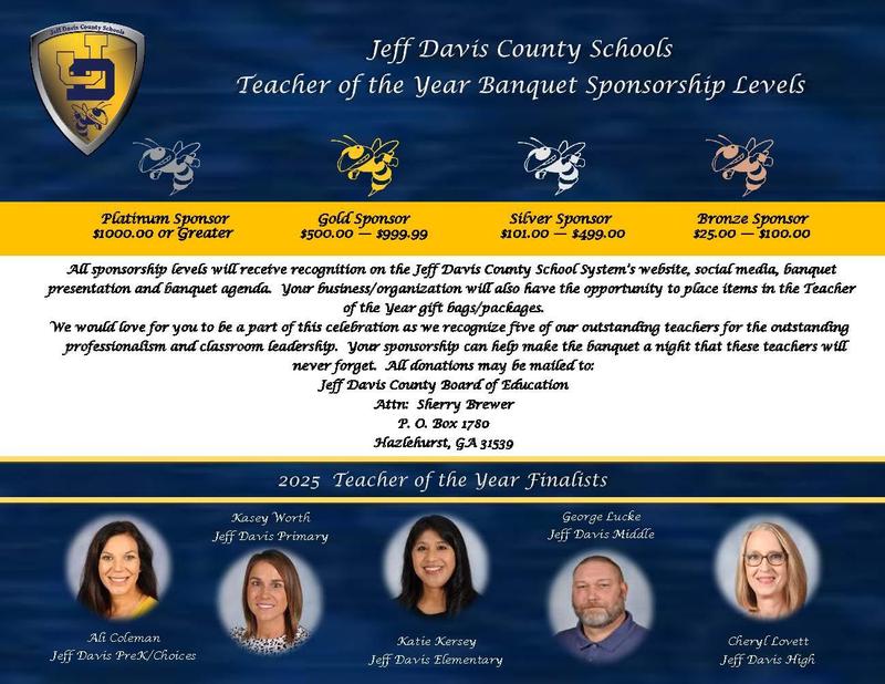 Jeff Davis County Schools Teacher of the Year Banquet Sponsorship Brochure
