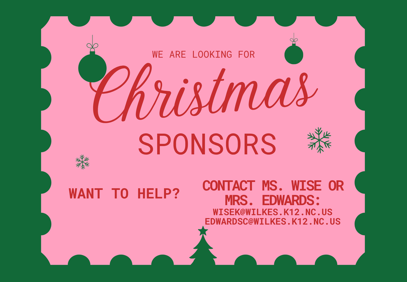 We are looking for Christmas sponsors.