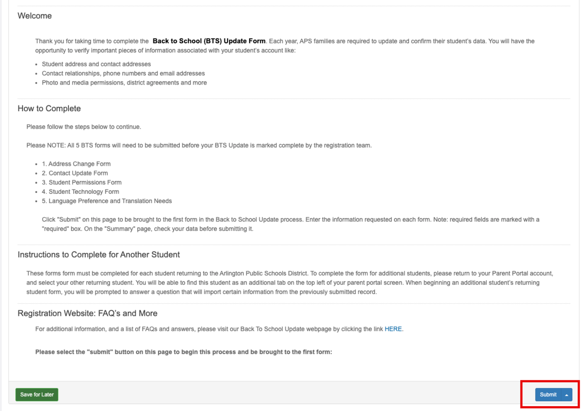 Screenshot Menu with Submit Button circled in red in lower right