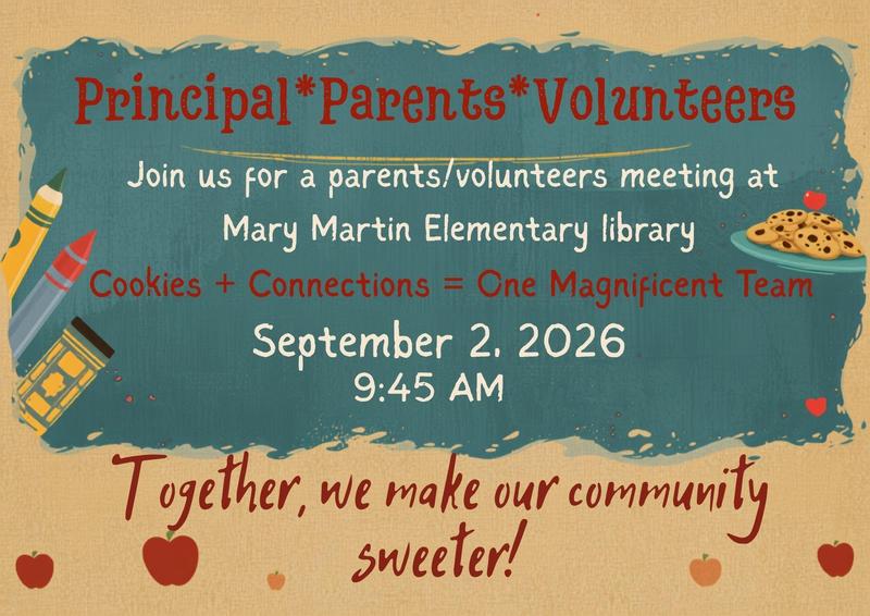 Principal*Parents*Volunteers Meeting September 2 Featured Photo