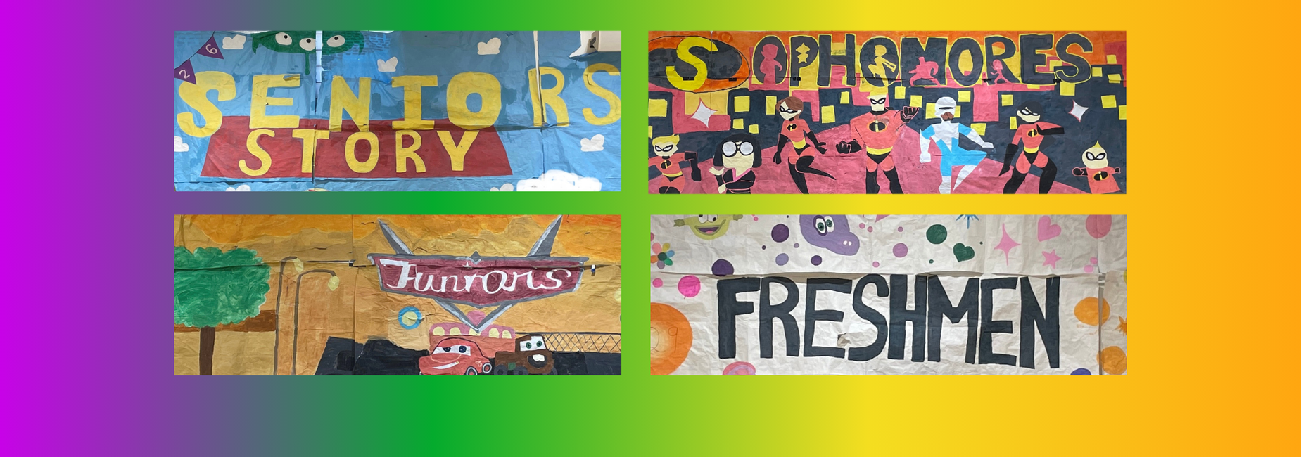 battle of the classes banners in gym during rally