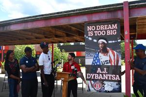 A banner featuring an image of Dybantsa with the phrase "No Dream is Too Big"