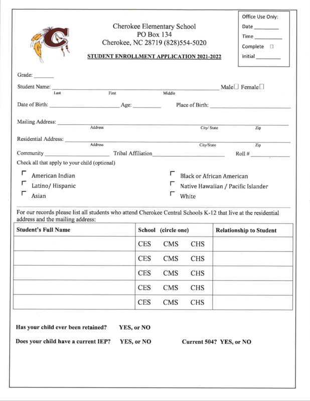CES 2021-2022 Enrollment App