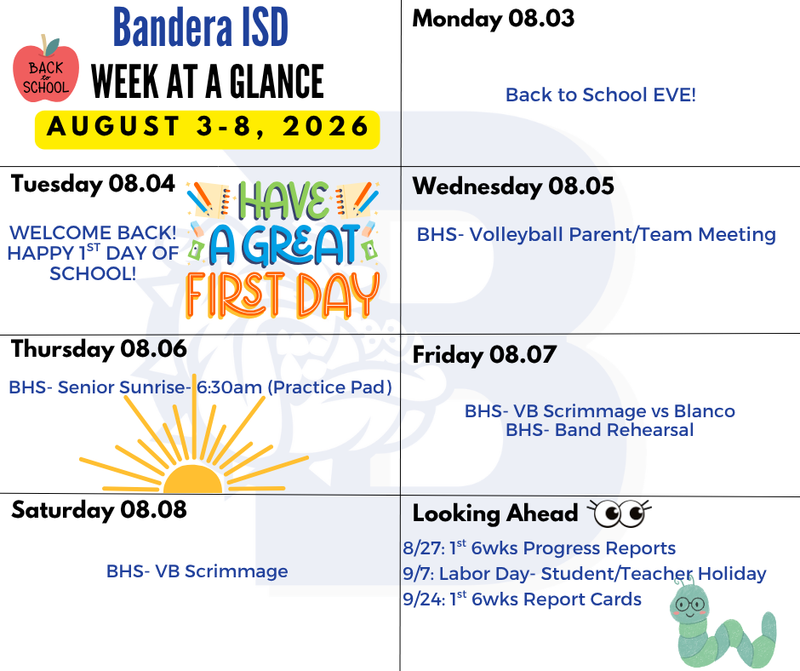 week at a glance white background bulldog logo