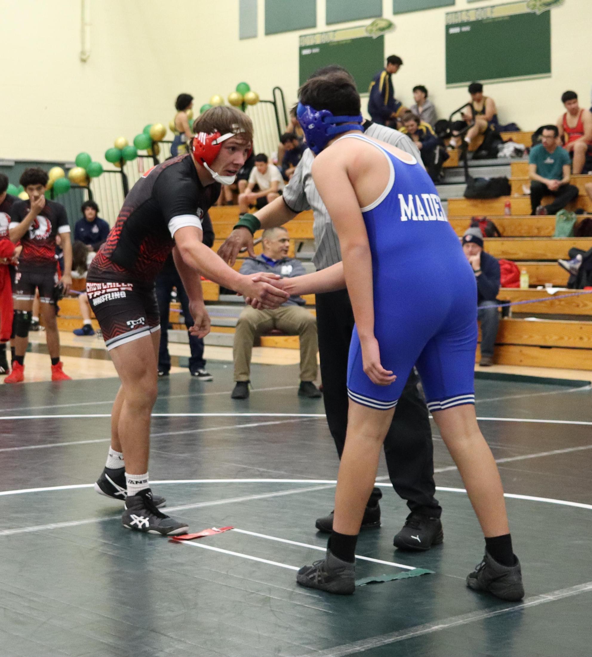 wrestlers in action at the Hawks invitational