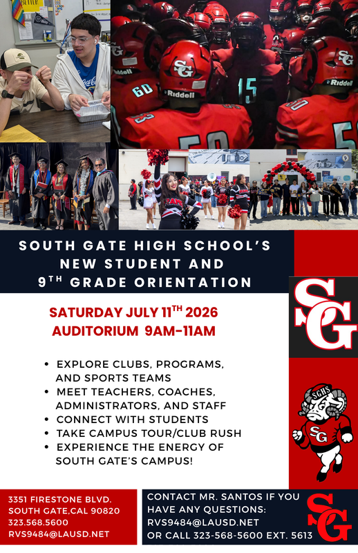 New Student and 9th Grade Orientation Flyer
