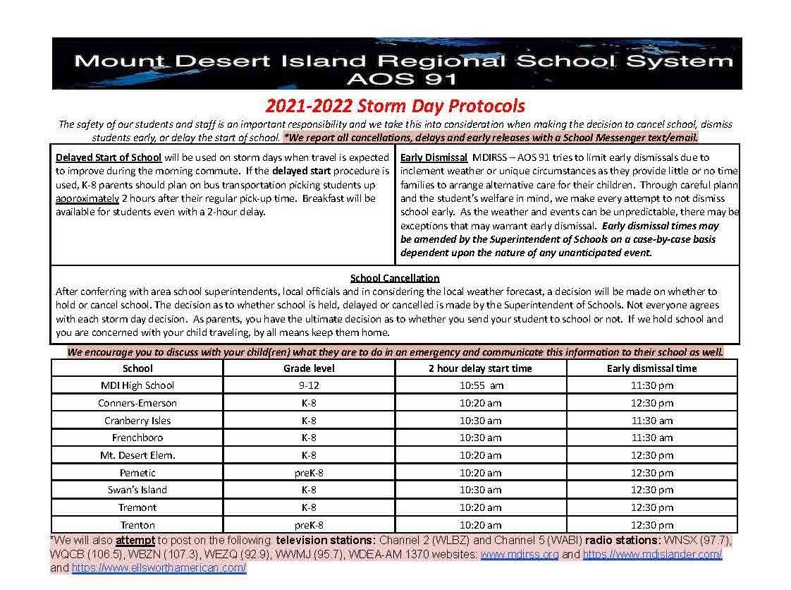 Get School Cancellations I Want To... Mount Desert Island Regional
