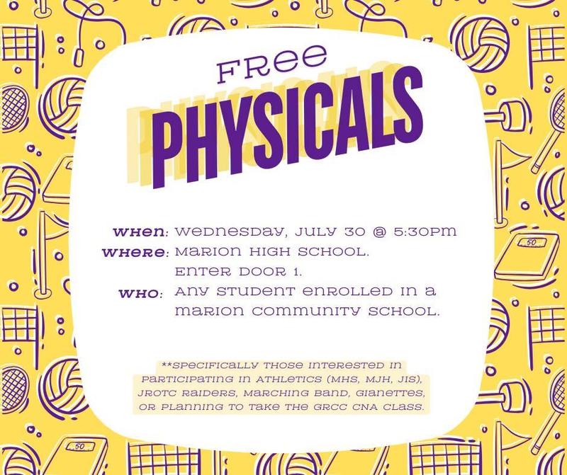 promo graphic - free athletic physicals
