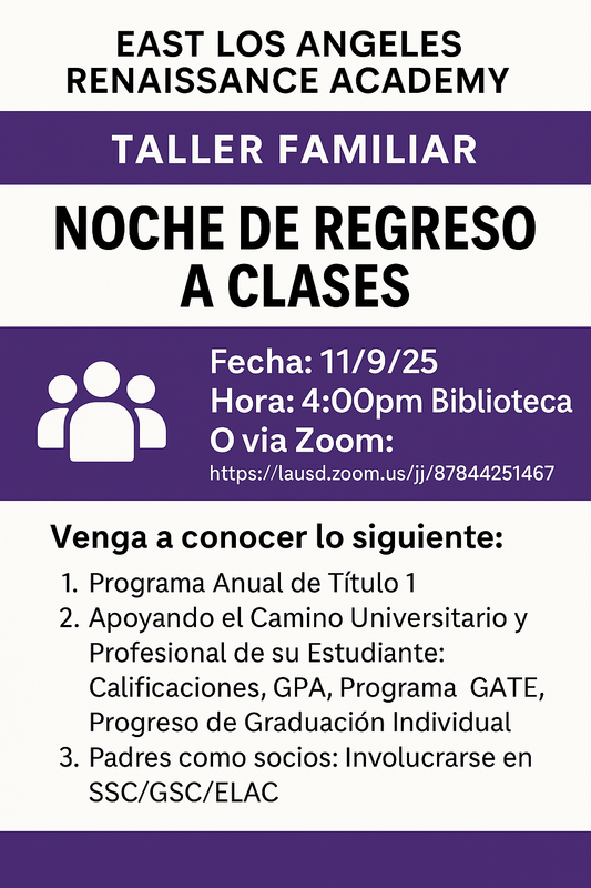 Junta Annual de Titulo 1 y GATE 11 de Sept 4pm