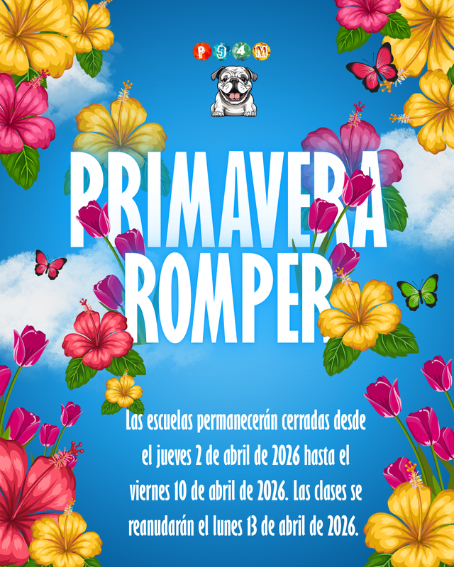 Spanish- Blue background with colorful flowers