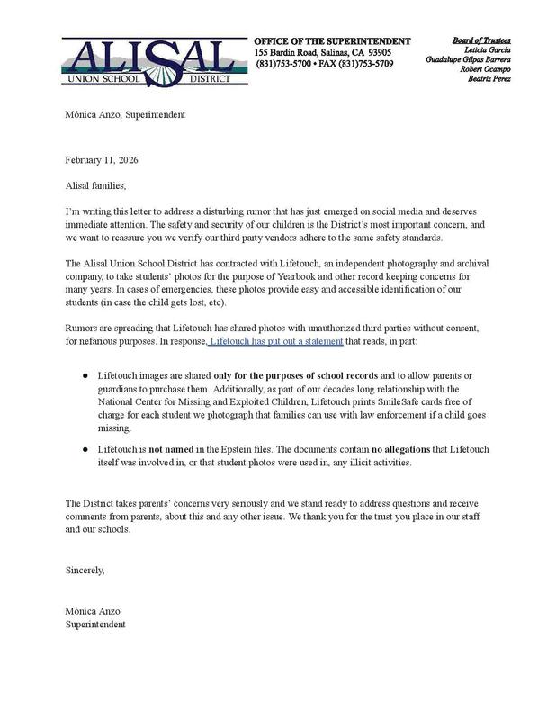 This image is of the scanned letter that describes the Lifetouch situation explained in the text