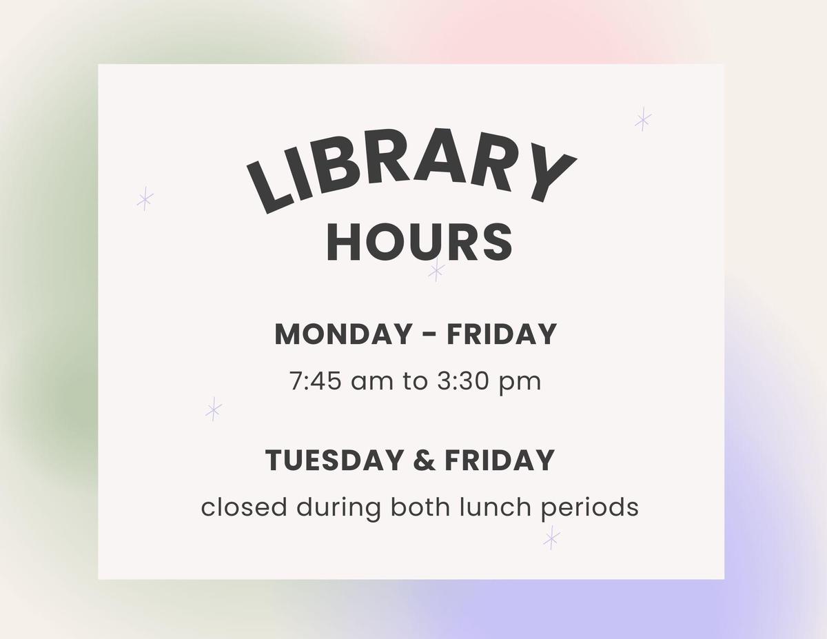 Library Hours Jefferson Middle School